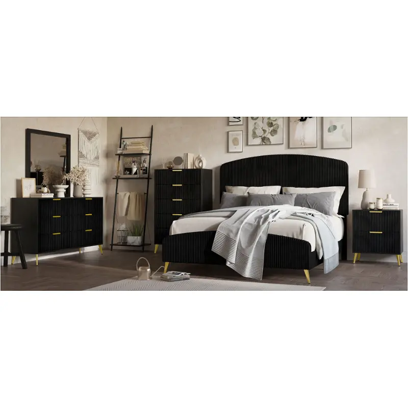 B4378k-315-335 New Classic Furniture Kailani - Black Bedroom Furniture Bed