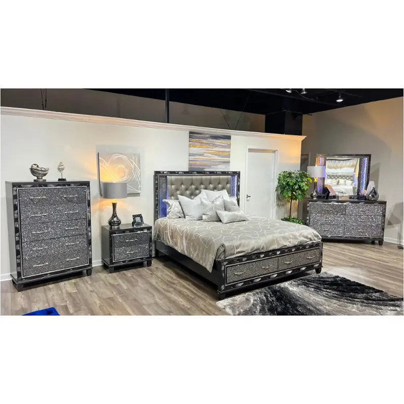 B976k-110-128-238 New Classic Furniture Radiance - Black Pearl Bedroom Furniture Bed