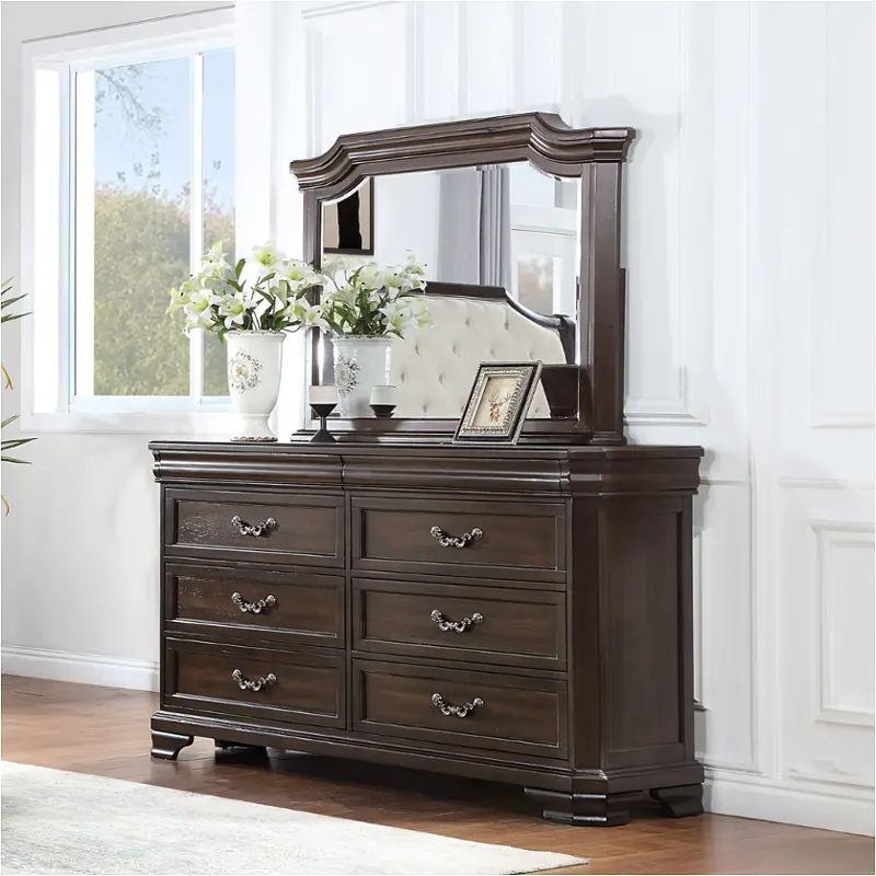 B493b-060 New Classic Furniture Lyndhurst - Walnut Bedroom Furniture Mirror