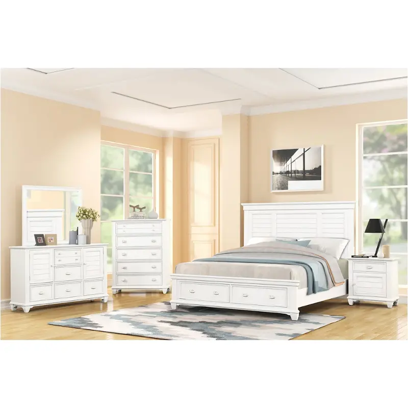 B2118-110-128-338 New Classic Furniture Jamestown - White Bedroom Furniture Bed