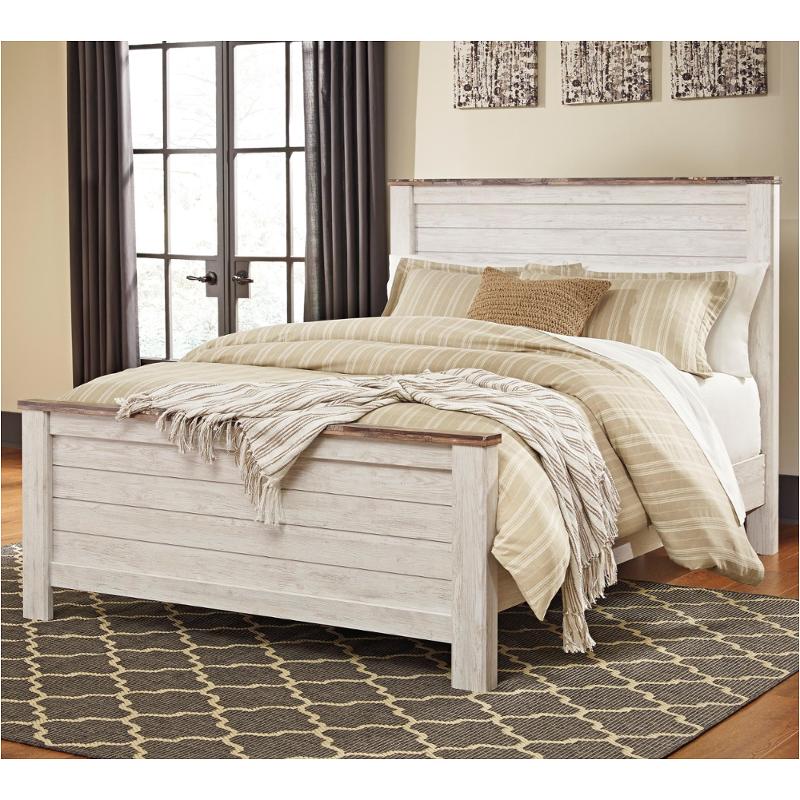 B267-54 Ashley Furniture Willowton - Whitewash Bedroom Furniture Bed