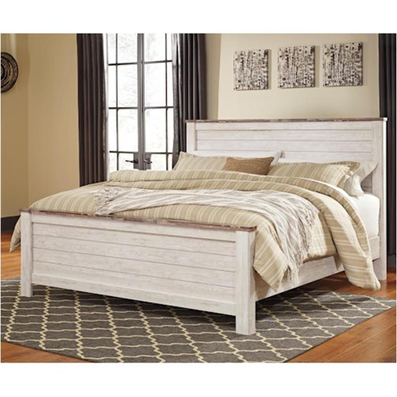 B267-56 Ashley Furniture Willowton - Whitewash Bedroom Furniture Bed