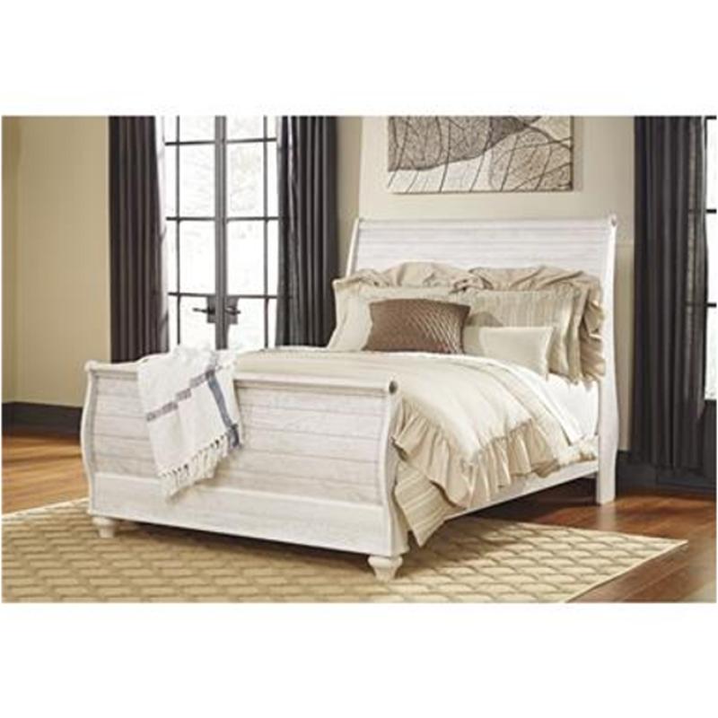 B267-77 Ashley Furniture Willowton - Whitewash Bedroom Furniture Bed