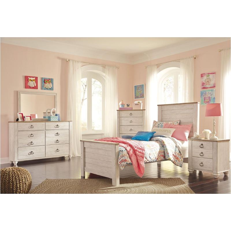 B267-53 Ashley Furniture Willowton - Whitewash Bedroom Furniture Bed