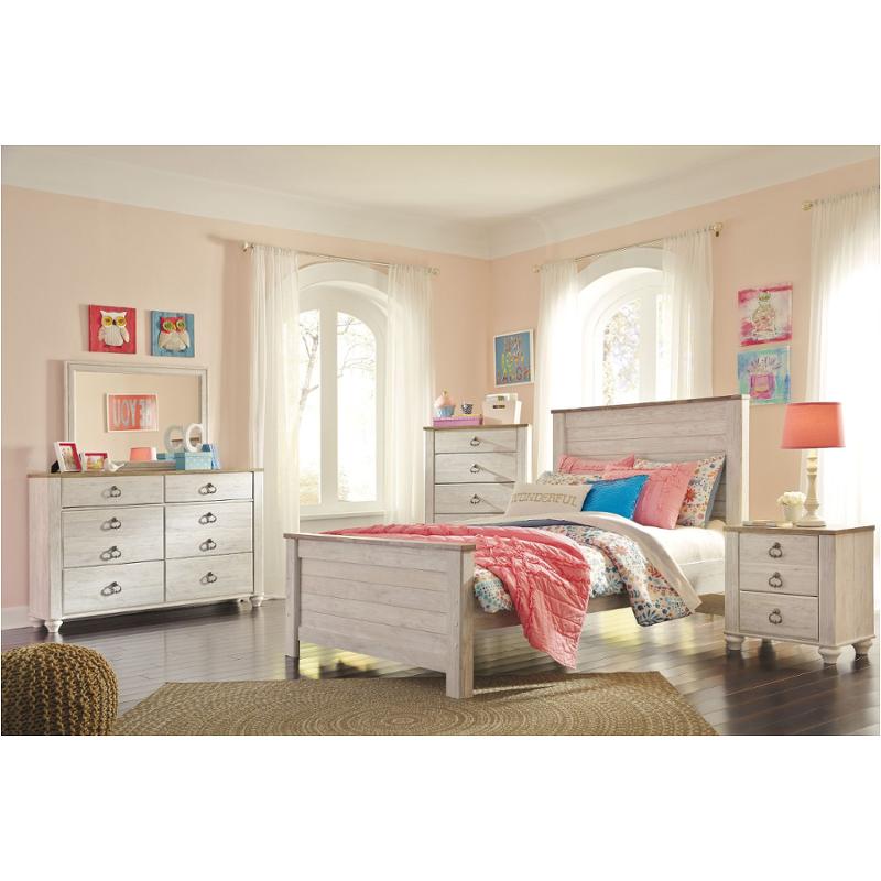 B267-87 Ashley Furniture Willowton - Whitewash Bedroom Furniture Bed